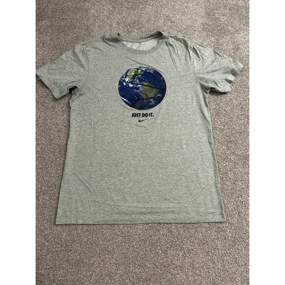 Nike Other - Nike Graphic T-Shirt Mens Small Gray Excellent Earth Basketball Just Do It Tee